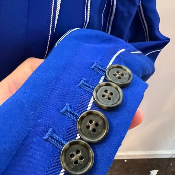 J.Crew Collection Alfie Blazer Striped Jacquard Blue Size 6 BP794 - Picture 12 of 13